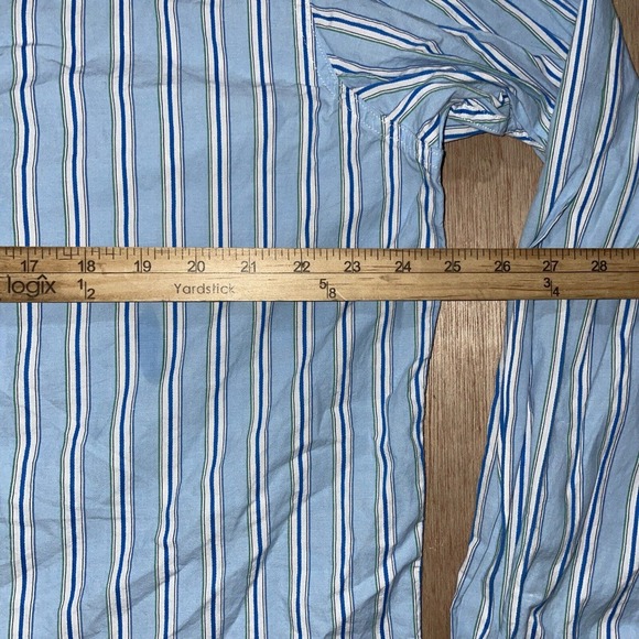 American Eagle Men's Adult Sz XL Button Shirt Long‎ Sleeve Striped Blue Striped - Picture 6 of 6